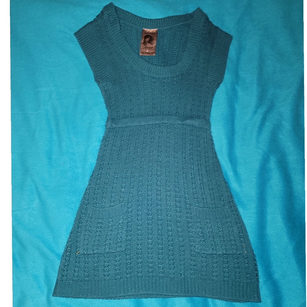 Deep teal sweater dress